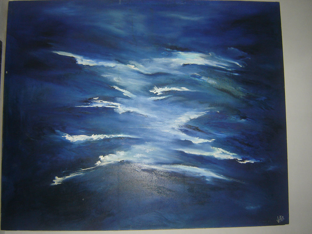 Pintura abstracta en tonos azules